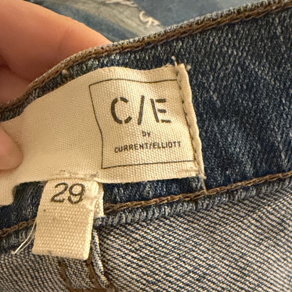 Current/Elliott Classic Wide Leg Blue Jeans with Cuff - Picture 5 of 5